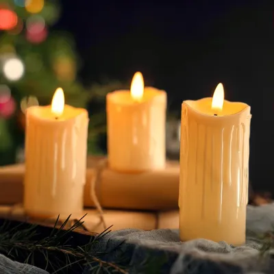 Flameless LED Flickering Pillar Candle Light